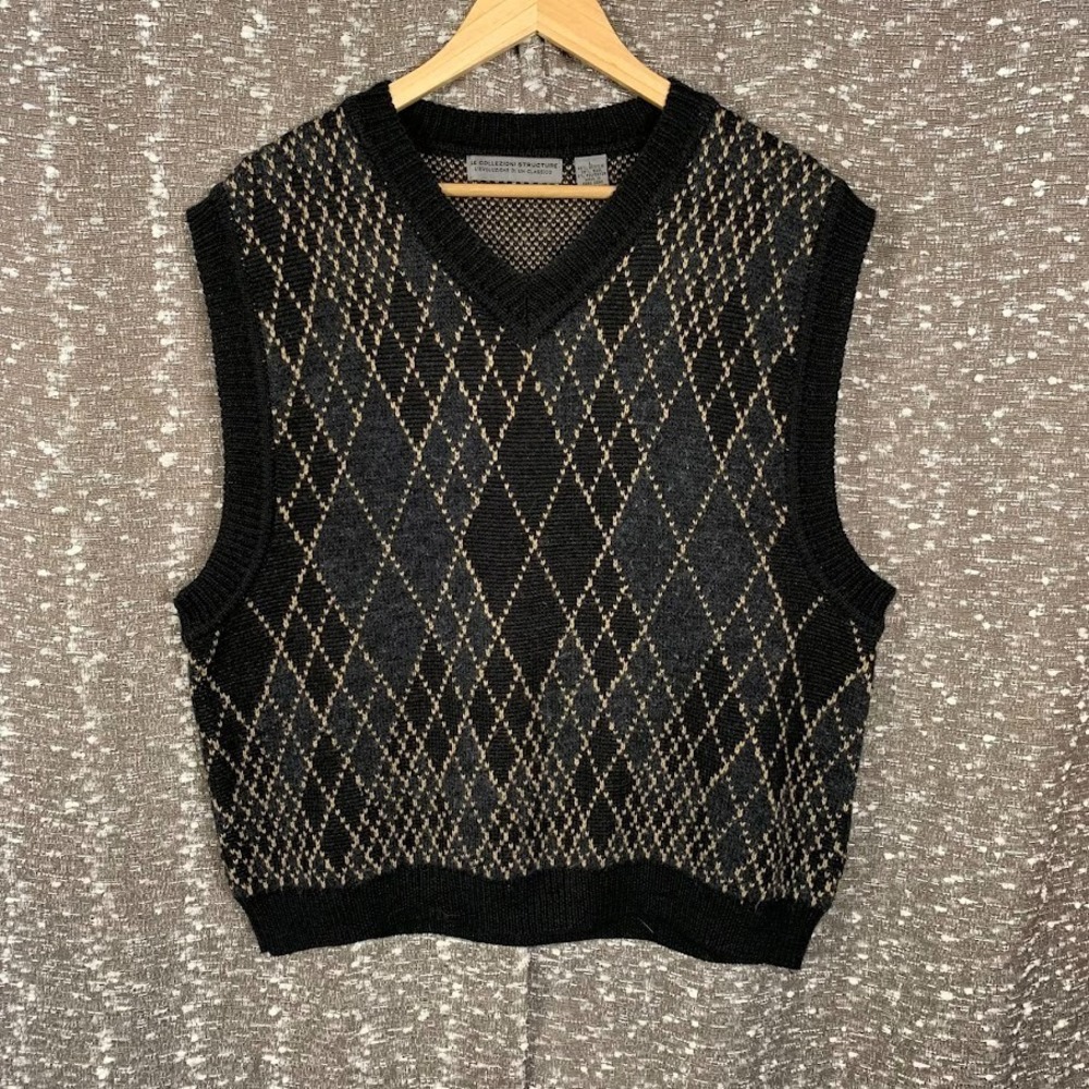 Vintage Le Collezioni Structure Knit‎ Pullover Sweater Vest Retro Men's Large